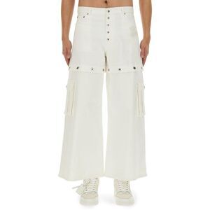 OFF-WHITE Men's Layered Wide-Leg Cargo Trousers Men WHITE Pants